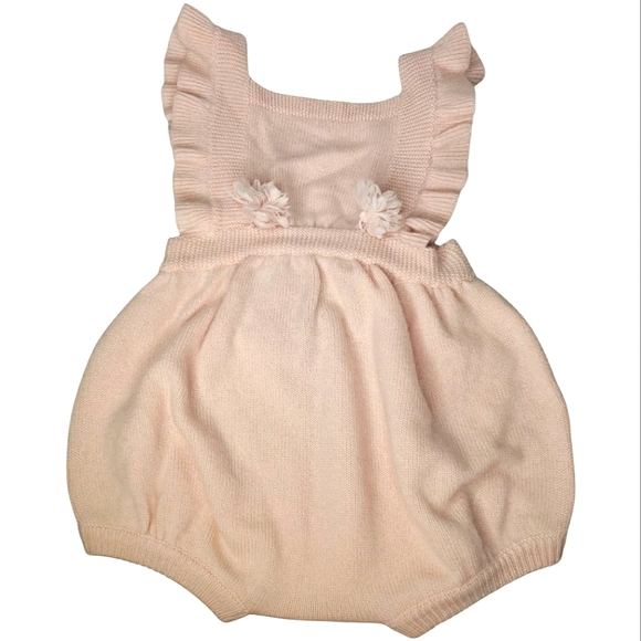 Cashmere 4 Ply Ruffled Romper Adjustable Straps Luxury Cottagecore Bloomers Sz 3 - Picture 1 of 16